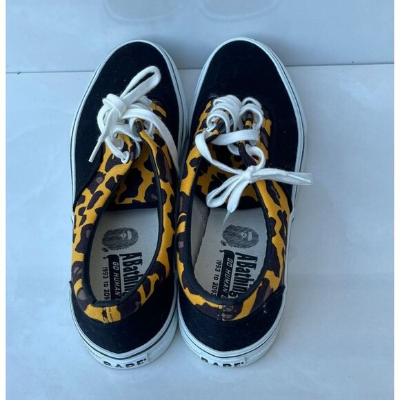 A Bathing Ape Authentic Vans Womens Lace Up Old Skool Sneakers Black Leopard 8 - Picture 4 of 11